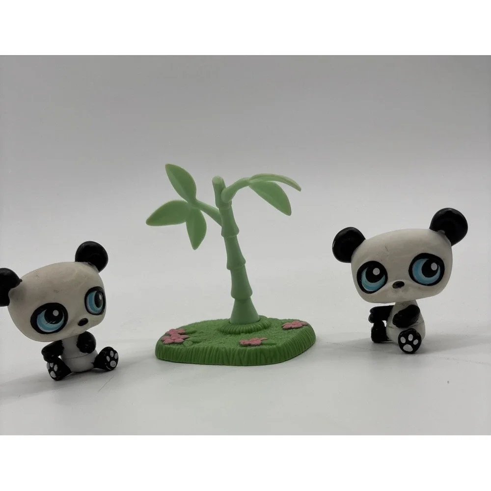 LPS Littlest Pet Shop  Retired Pandas‎ with Bamboo Tree Two #90 All Included